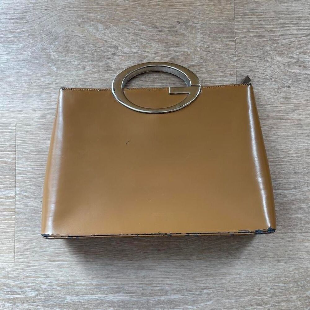 Guess Vintage 1990s Handbag Hard Case Silver Handle Purse Designer